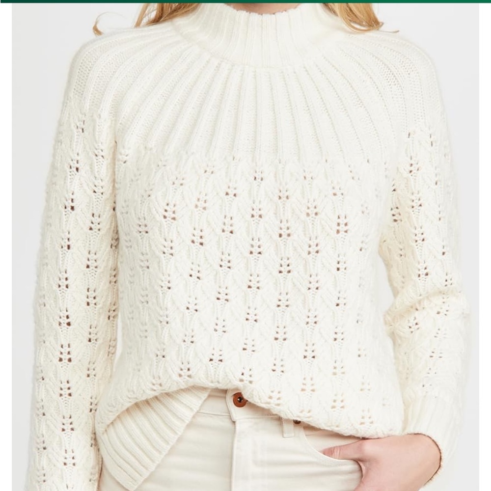 Madewell Hannah Stitch Mix Mock Neck Pullover | size medium